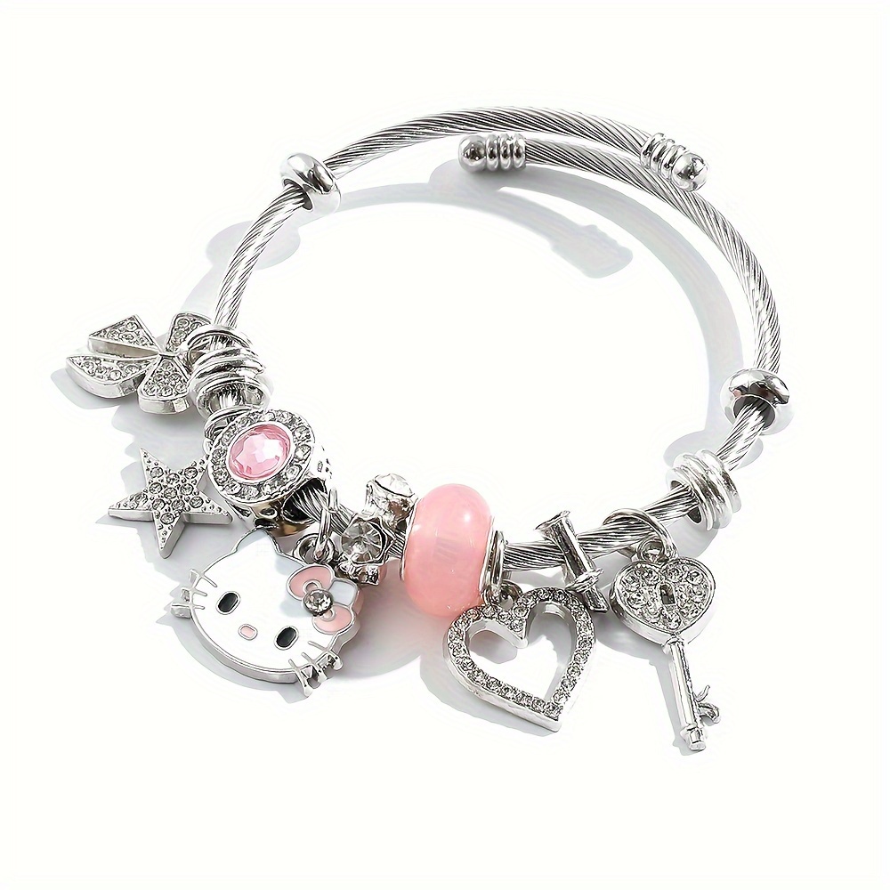Kitty Beaded Bracelet ONE BRACELET Y2k Bracelets,cute Beaded Bracelet, Pink  Beaded Bracelets 
