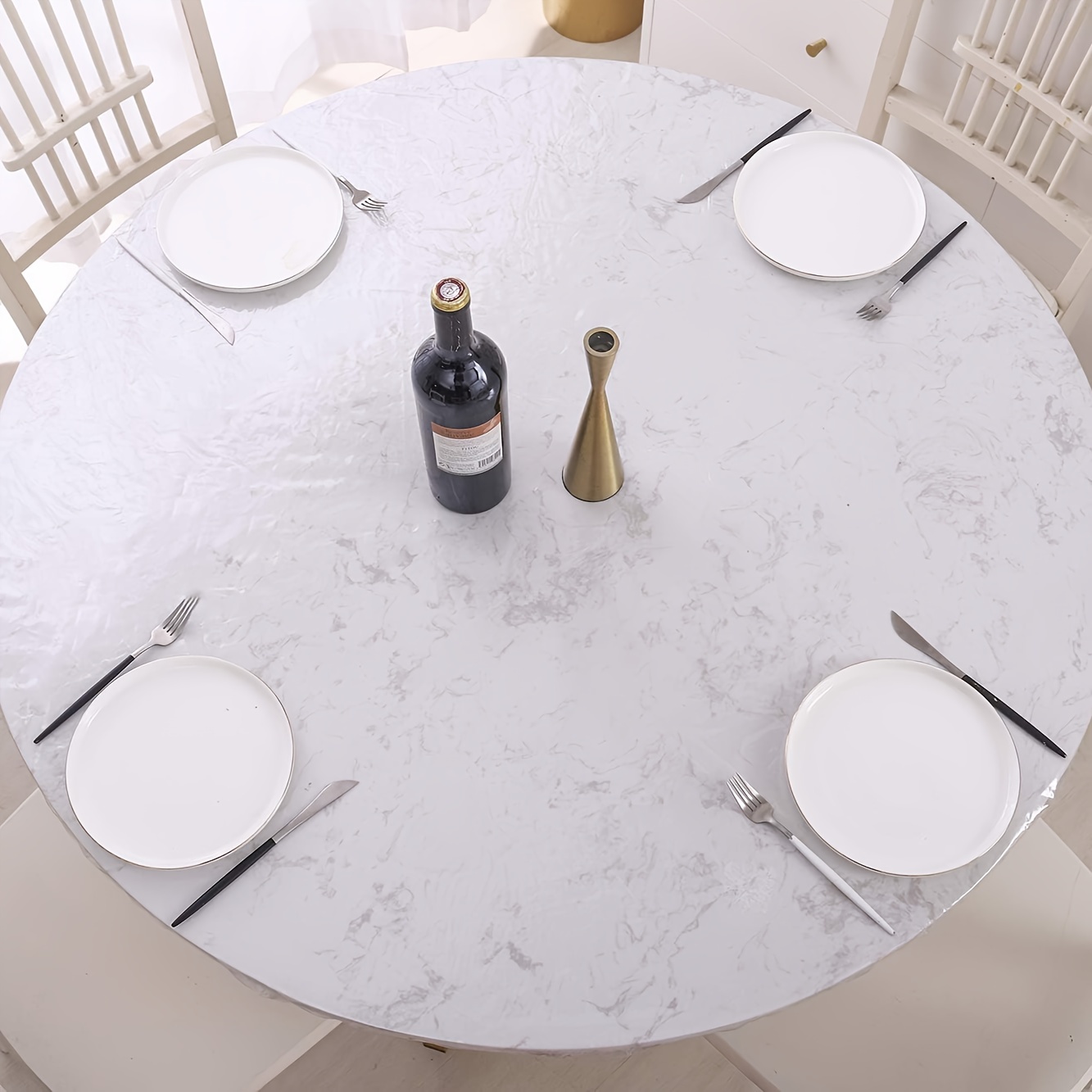 OstepDecor Nappe ronde transparente, 2 mm d'épaisseur, 114,3 cm, protecteur  de table rond pour table de salle à manger, protecteur de nappe en vinyle