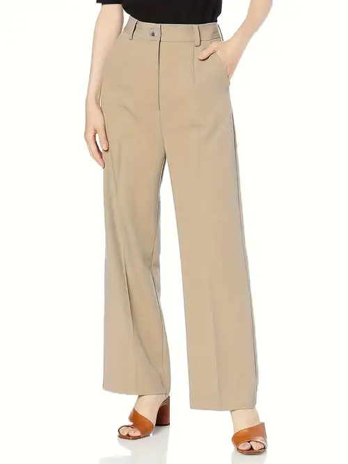 Wide leg pants highwaist trouser for women plain casual pants for