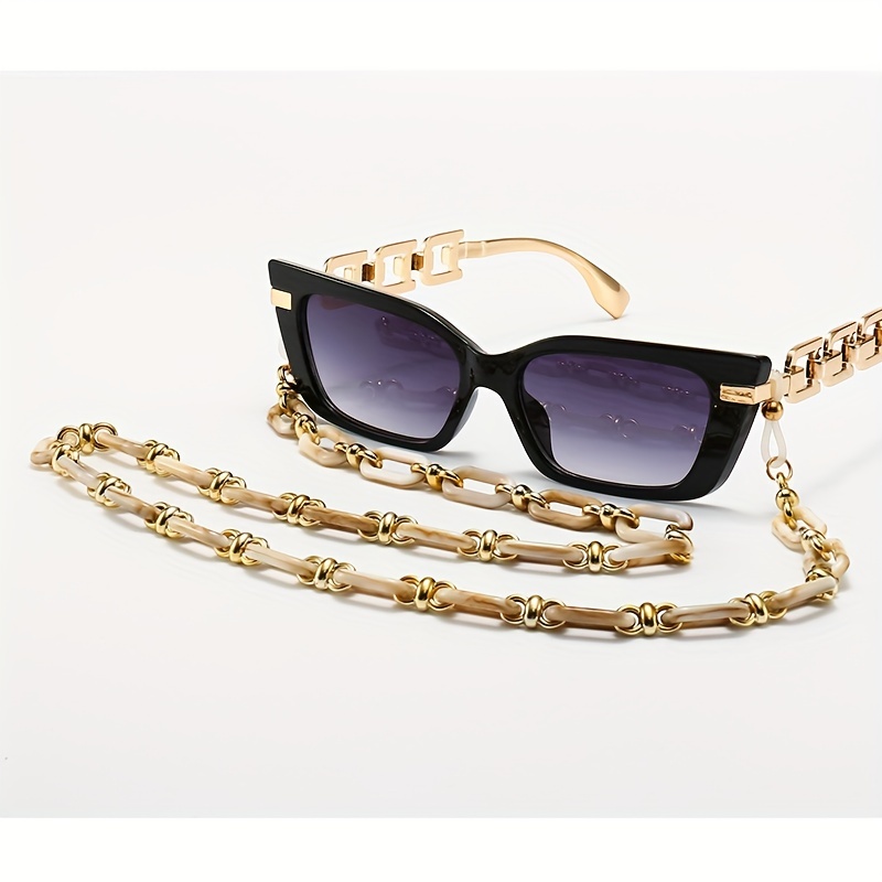 Square Metal Fashion Sunglasses For Women Men Casual Chain Charm Gradient  Glasses For Summer Beach Party, Uv400 - Temu United Arab Emirates