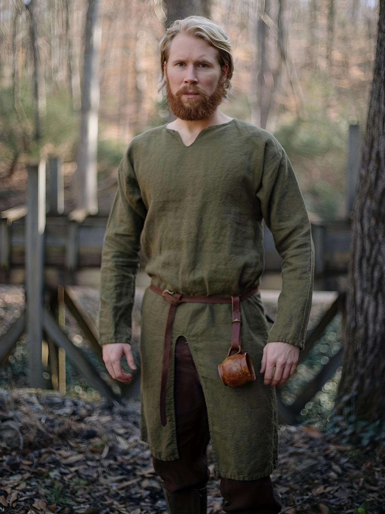 Plus Size Men's Medieval Viking Tunic Long Sleeved Cotton - Temu