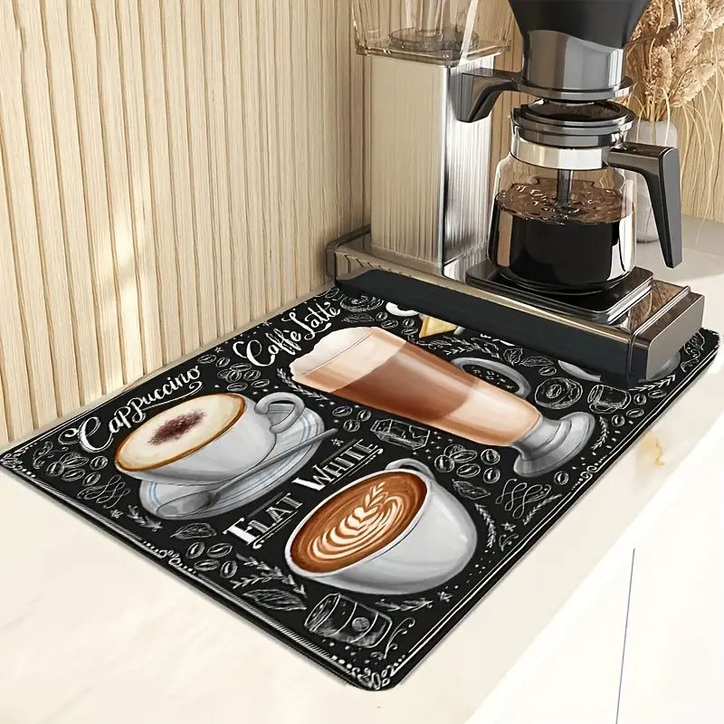 Coffee Mat Hide Stain Backed Absorbent Dish Drying Mat for Kitchen Counter  Bar Coffee Machine Accessories Espresso Coffe Mat
