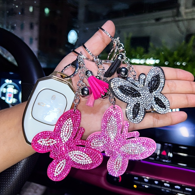 Crystal Car Key Chain for Women, Keychain Accessories with Bling  Rhinestones, Keychain Accessories Car Key Decorations (Black)
