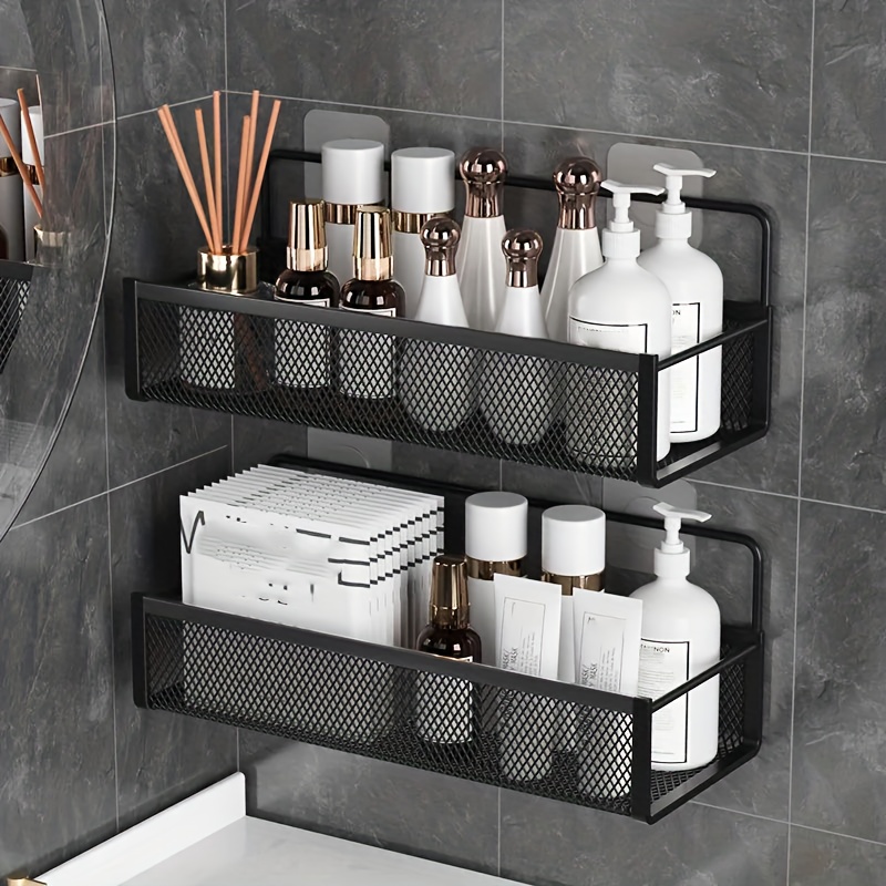 Wall Mounted Bathroom Storage Rack, Bathroom Hanging Shelf, Shower Caddy  Rack, Cosmetic Storage Basket, Shampoo Shower Gel Holder Organizer, Bathroom  Accessories - Temu