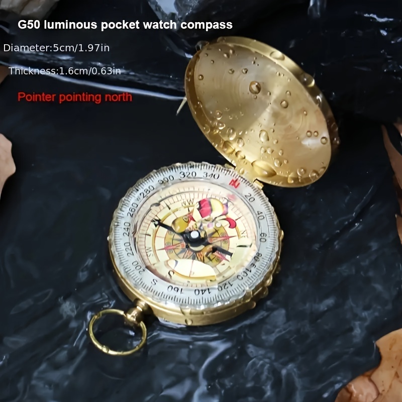 Waterproof Luminous Compass Camping Hiking Brass Compass - Temu