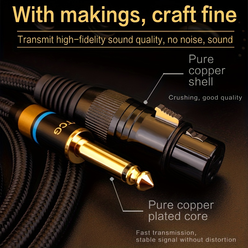 Microphone Cable Xlr 3 pin To Jack Mic Lead Aux Cord - Temu