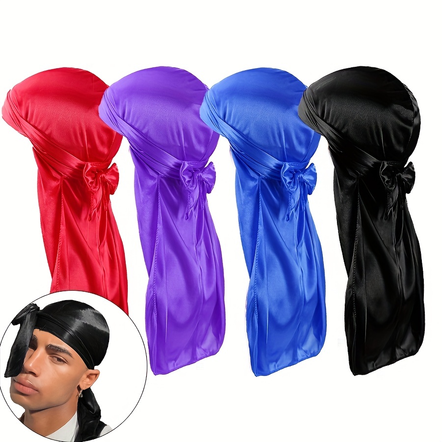 Fashion Silky Durags Turban Hat Unisex Silk Durag Headwear Bandans Headband  Hair Accessories Breathable Bandana Hat Pirate Hat