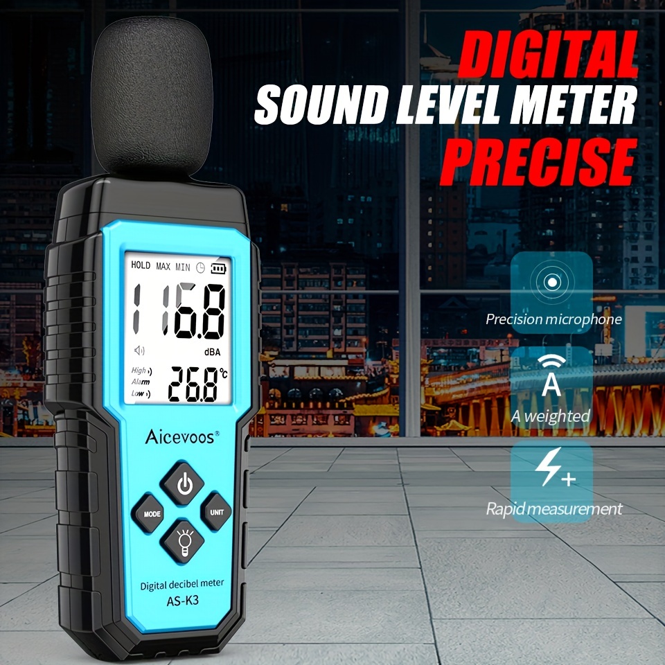 Décibelmètre Sonomètre, sonomètre portable, détecteur de bruit à affichage  numérique outil de testeur de décibels pour bureau à domicile