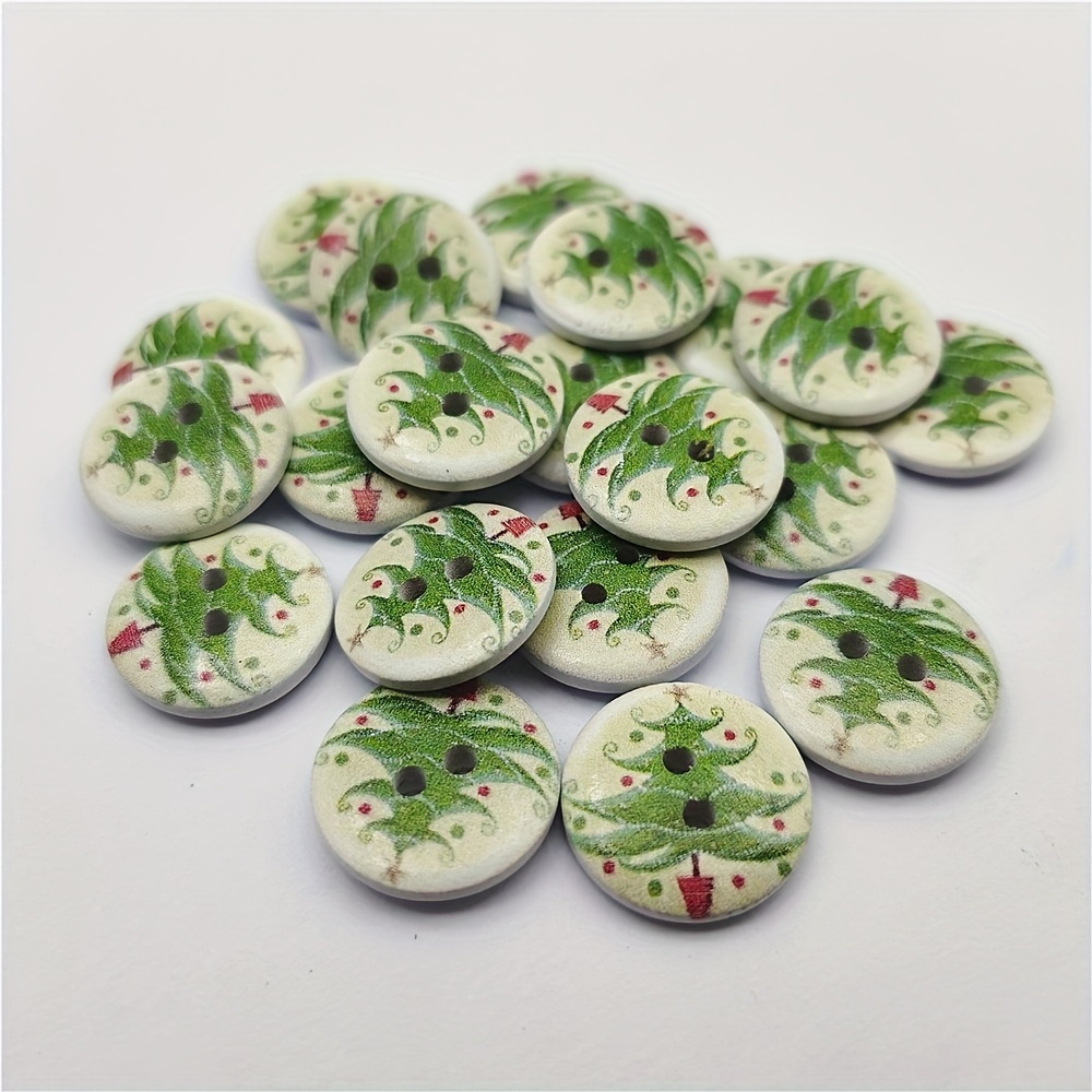 Buttons Christmas Crafts Button Wooden Sewing Wood Xmas Diy Holiday  Scrapbooking Embellishments Stocking Craft Gifts 