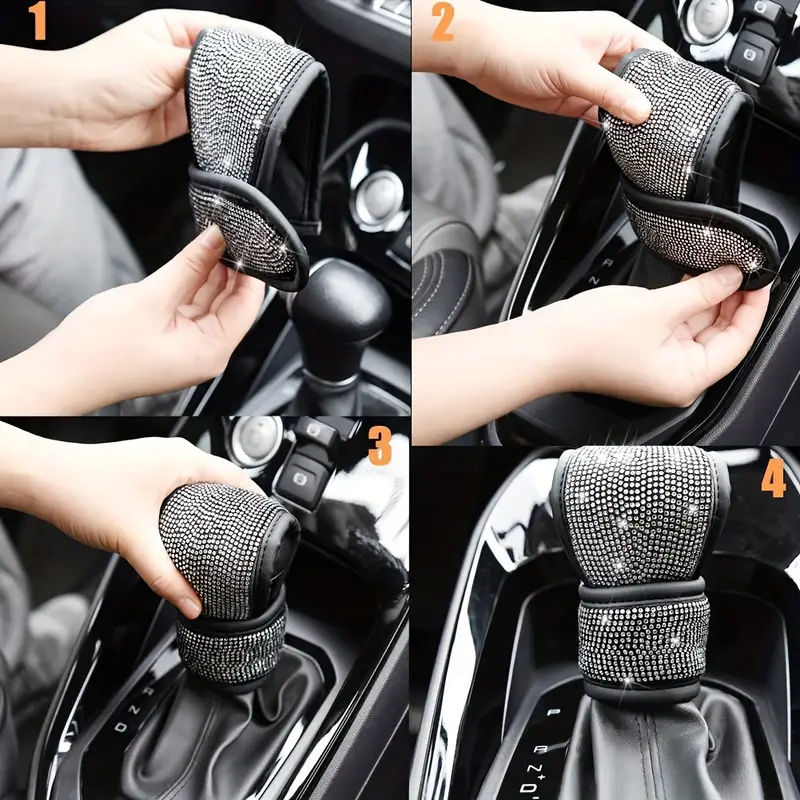 Luxurious Diamond encrusted Car Gear Protection Cover - Temu