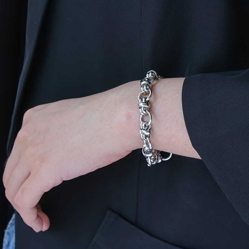 

A Unisex Bracelet Made Of Pure Stainless Steel, - Fashion. This Minimalist And Piece Is Ideal For Couples, Featuring A Trendy Punk Style With Handcrafted Titanium Steel, Making It A Accessory.