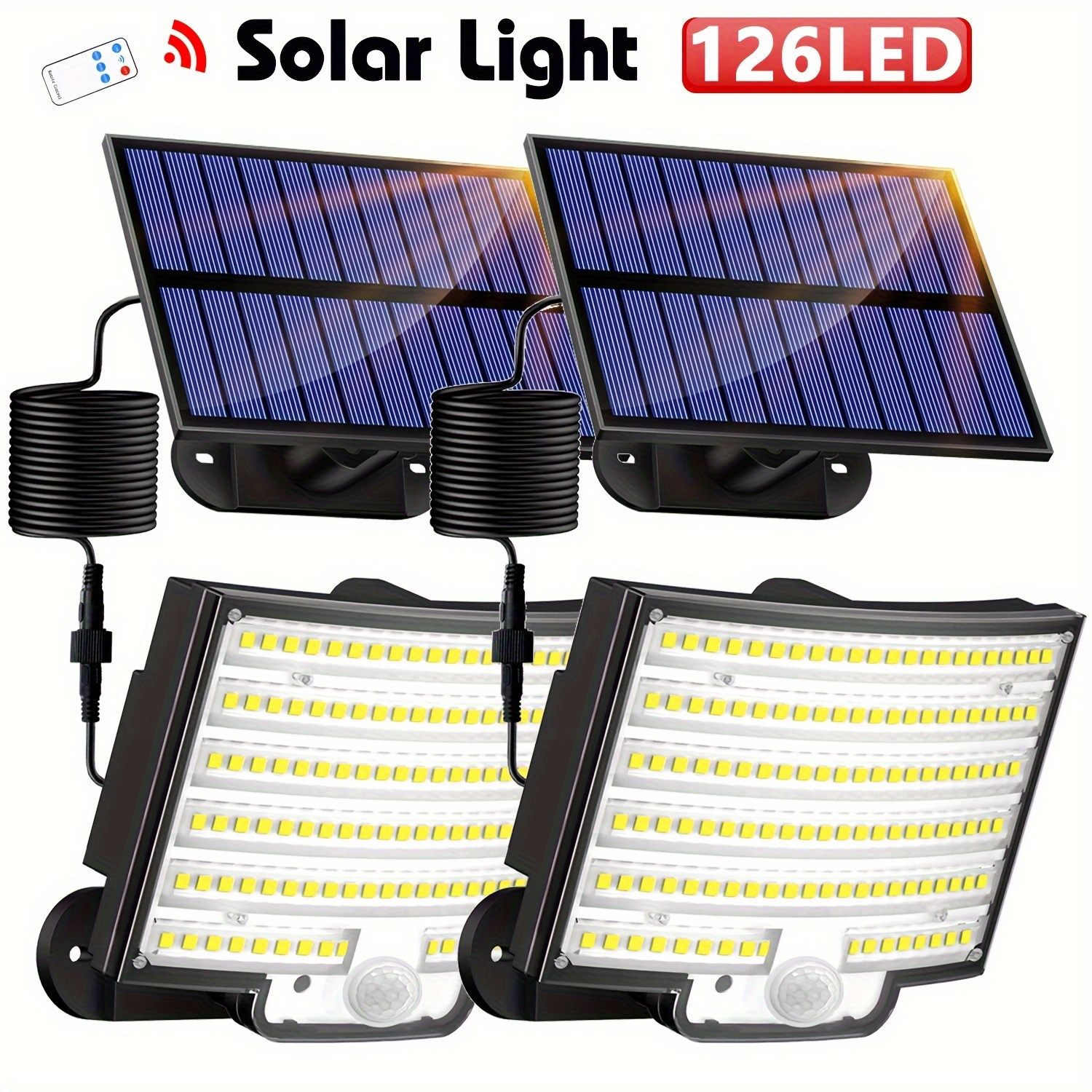 T-SUN Focos solares de 2 W, luces LED de paisaje alimentadas por energía  solar para exteriores, impermeables, luces de pared de seguridad solar de