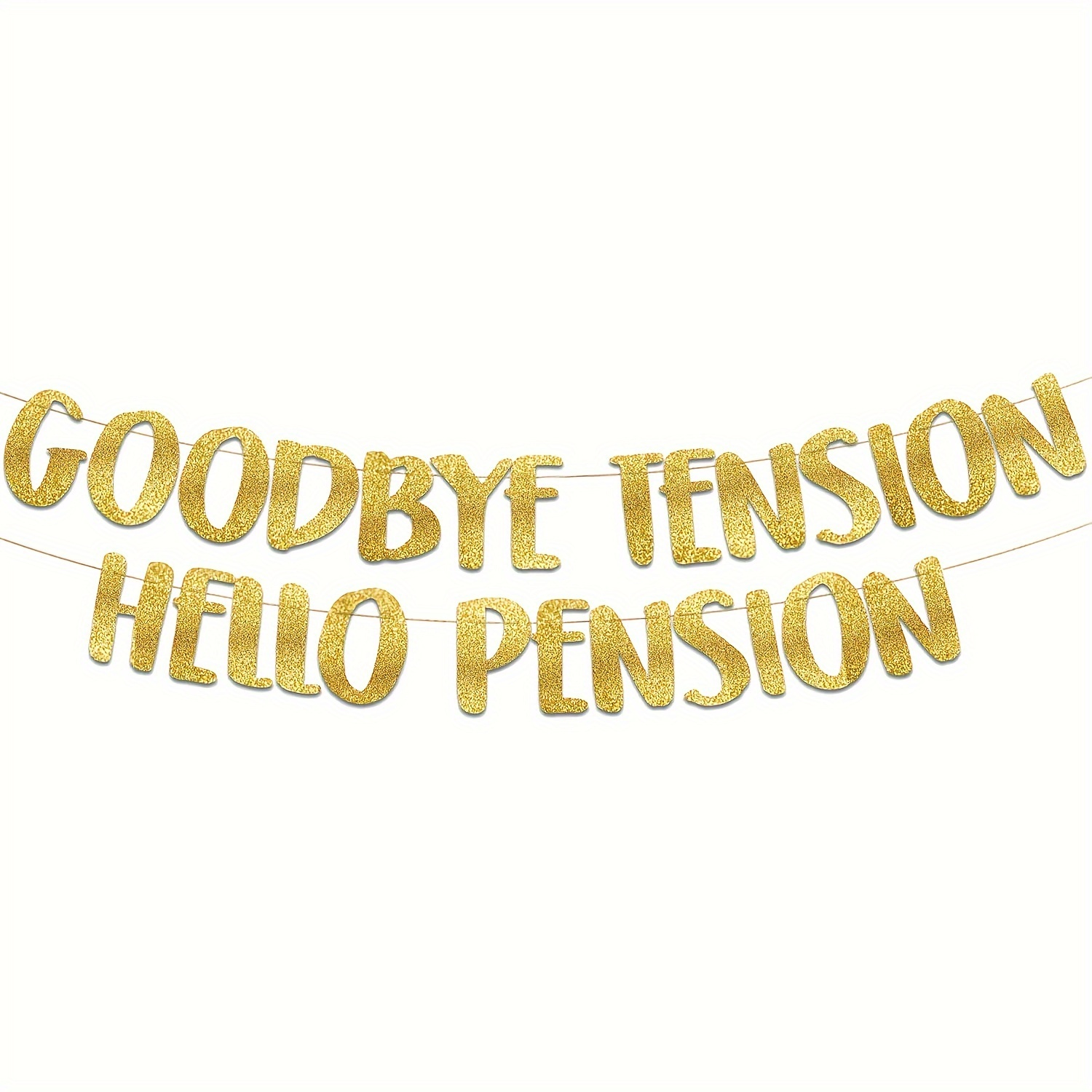 1set goodbye tension hello pension golden glitter banner retirement party supplies gifts and decorations