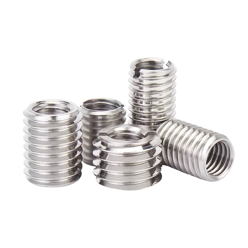 Threaded Inserts, M3 M4 M5 M6 M8 M10 M12 302 Stainless Steel Self Tapping  Thread Insert Screw Bushing Slotted Wire Thread Repair Insert-55 Pcs