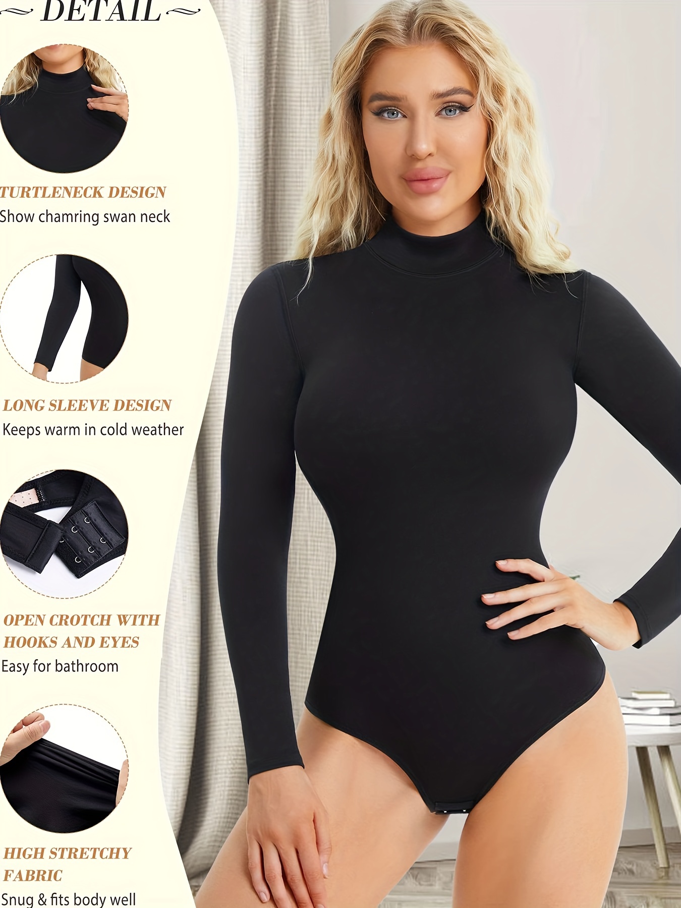 Solid Shaping Bodysuit, Tummy Control Long Sleeve Slimming Body Shaper,  Women's Underwear & Shapewear - Temu Germany