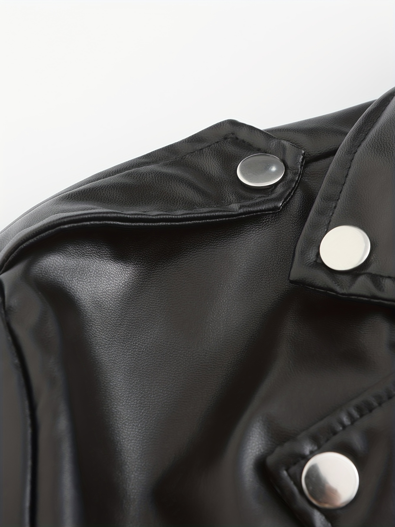 Pull&Bear Men's' Black Black Faux Leather Biker Jacket