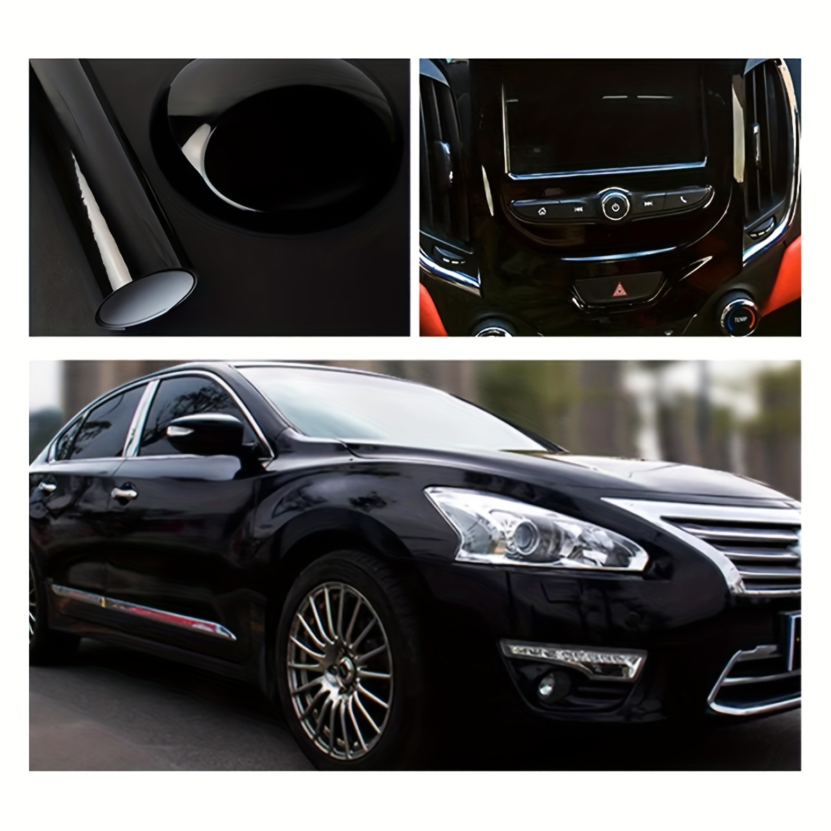 Glossy Black Vinyl Wrap Film Sticker Car Window Trim Film - Temu