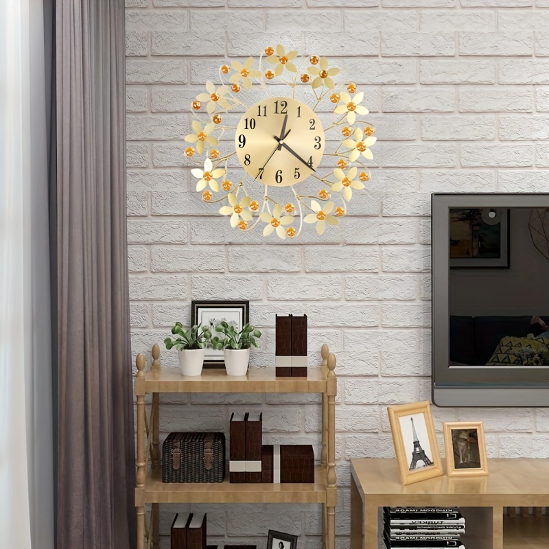 Reloj de pared grande para decoración de sala de estar, 30 pulgadas,  relojes silenciosos de metal 3D, modernos y decorativos con forma de  explosión de