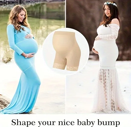 “Baby Bump” Premium Maternity Shapewear, High Waisted Mid-Thigh Pregnancy  Underwear Prevent Chaffing Soft Adominal Support : : Clothing