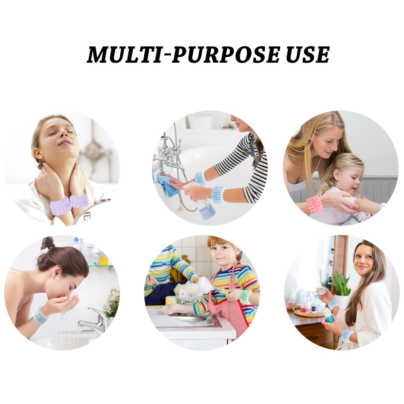 2pcs Microfiber Wrist Wash Towel Band - Absorbent Wrist Sweatband for Women
