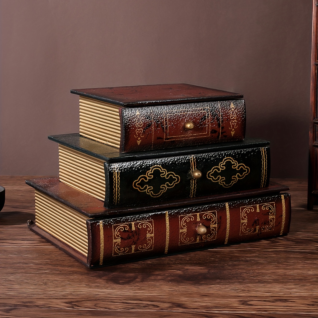 Caja de almacenamiento de madera con forma de libro, cajas decorativas para  libros, decoraciones de libros antiguos, decoración del hogar, accesorios