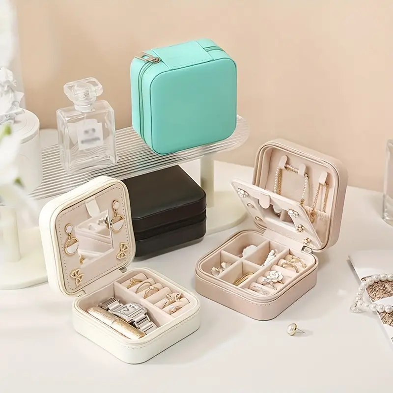 Multifunctional Mini Jewelry Box With Built in Mirror And - Temu