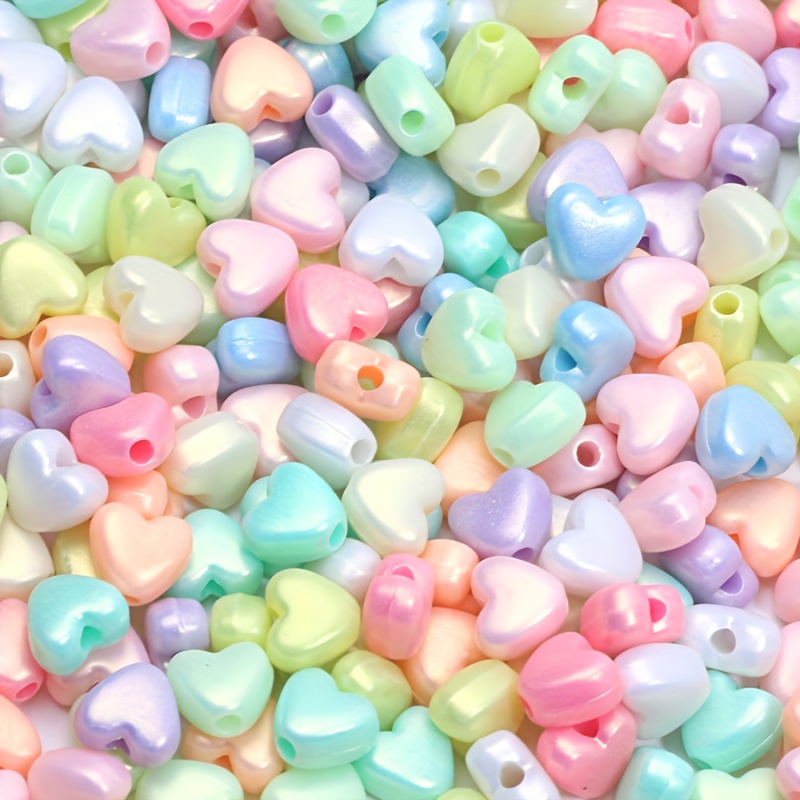 Mix Heart Spacer Beads Candy Color Acrylic Heart Beads - Temu