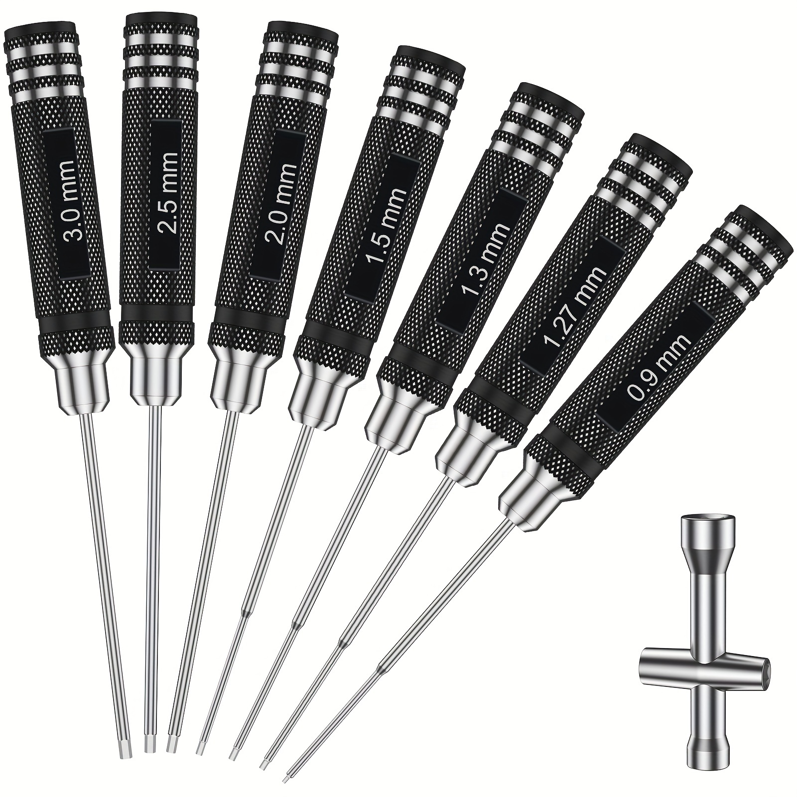 7Pcs Hex Screwdriver Set 0.9mm 1.27mm 1.3mm 1.5mm 2.0mm 2.5mm 3.0mm Hex  Driver Allen Wrench RC Tool Kit for RC Car Multi-Axis FPV Racing Drone RC