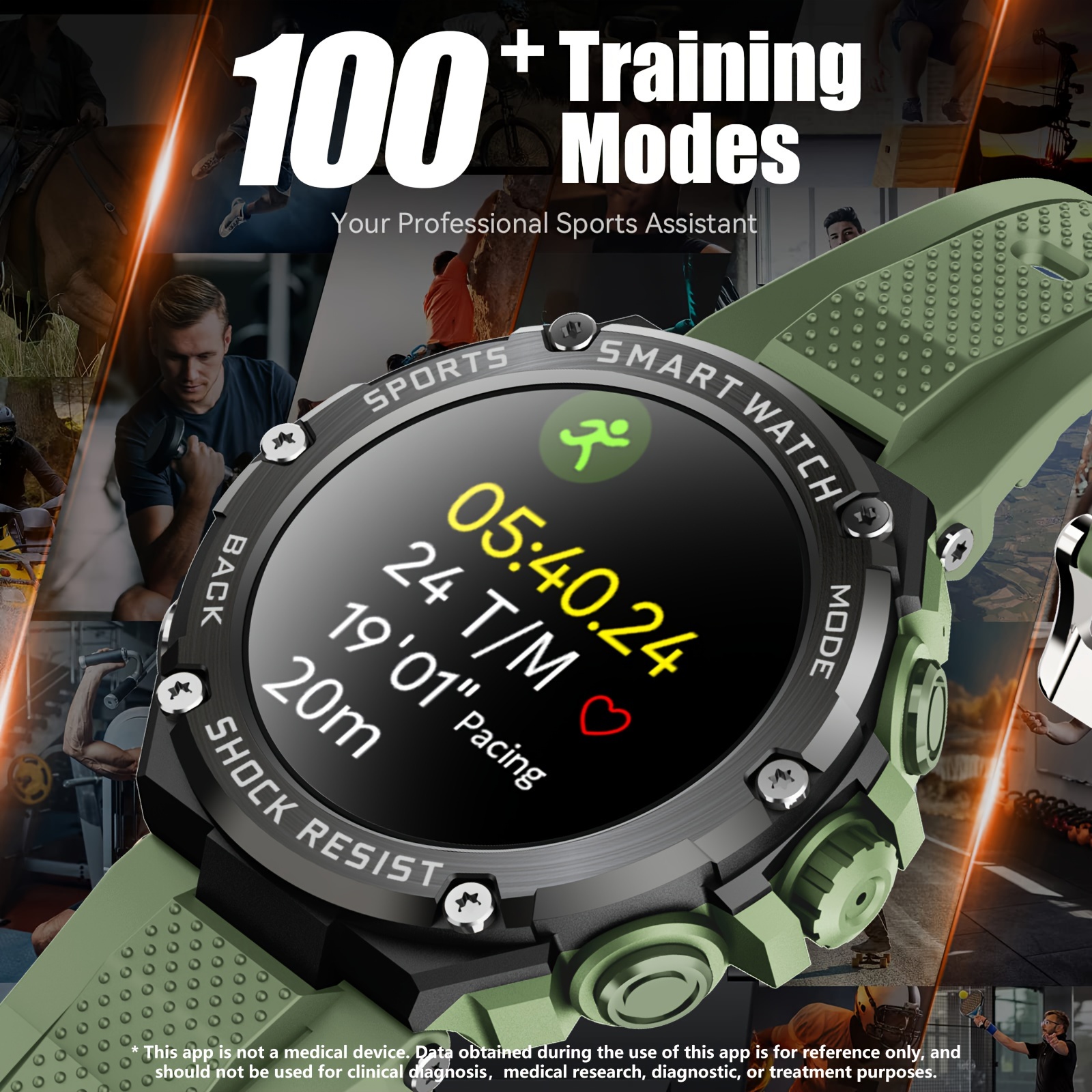 Reloj inteligente militar para hombre (respuesta/hacer llamadas), 1.85  pulgadas HD táctico al aire libre resistente reloj inteligente deportivo