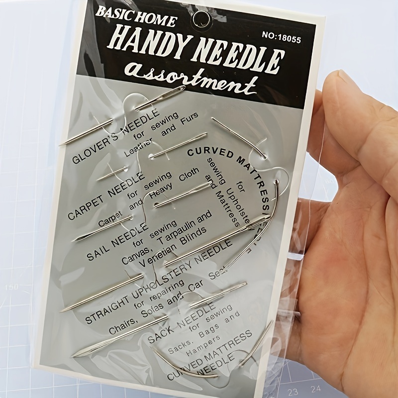 Heavy Duty Hand Sewing Needles Kit, 14Pcs Sewing Leather Needle Set,  Upholstery Needles, Leather Sewing Needles with Curved Needle Triangular  Needle