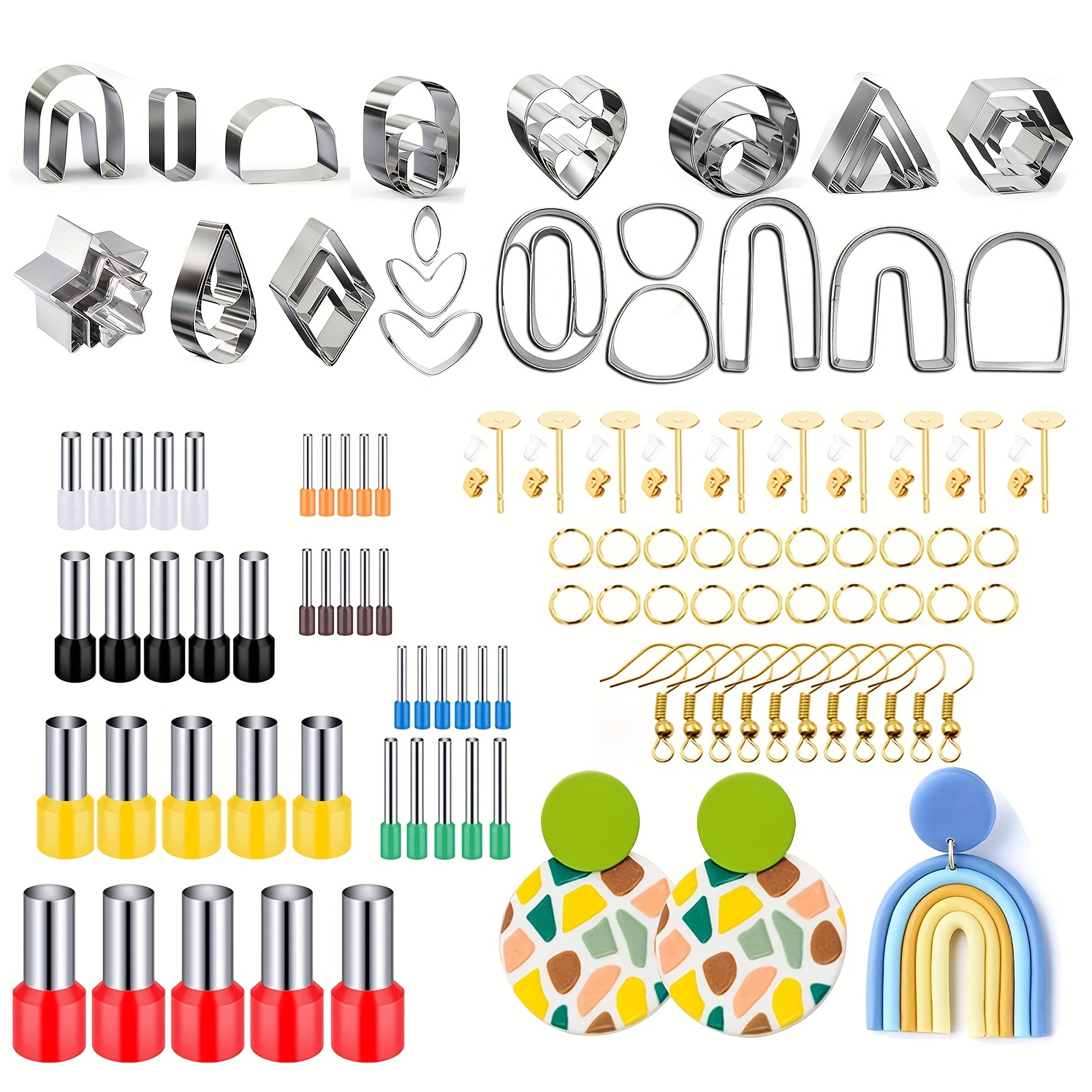  126 Pcs Polymer Clay Cutters, Clay Earring Cutters with Earring  Hooks, Tools for Polymer Clay Earring Clay Jewelry Making Kit for Adults  Decorating Mold DIY Tools