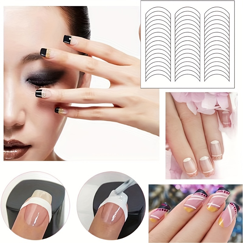 3 Designs French Manicure Nail Art Stickers, Self-Adhesive Nail Tips Guides  for DIY Decoration Stencil Tools (3 Moon Shape Design, 36 Sheets) - China  Designs and Nail Art Stickers price