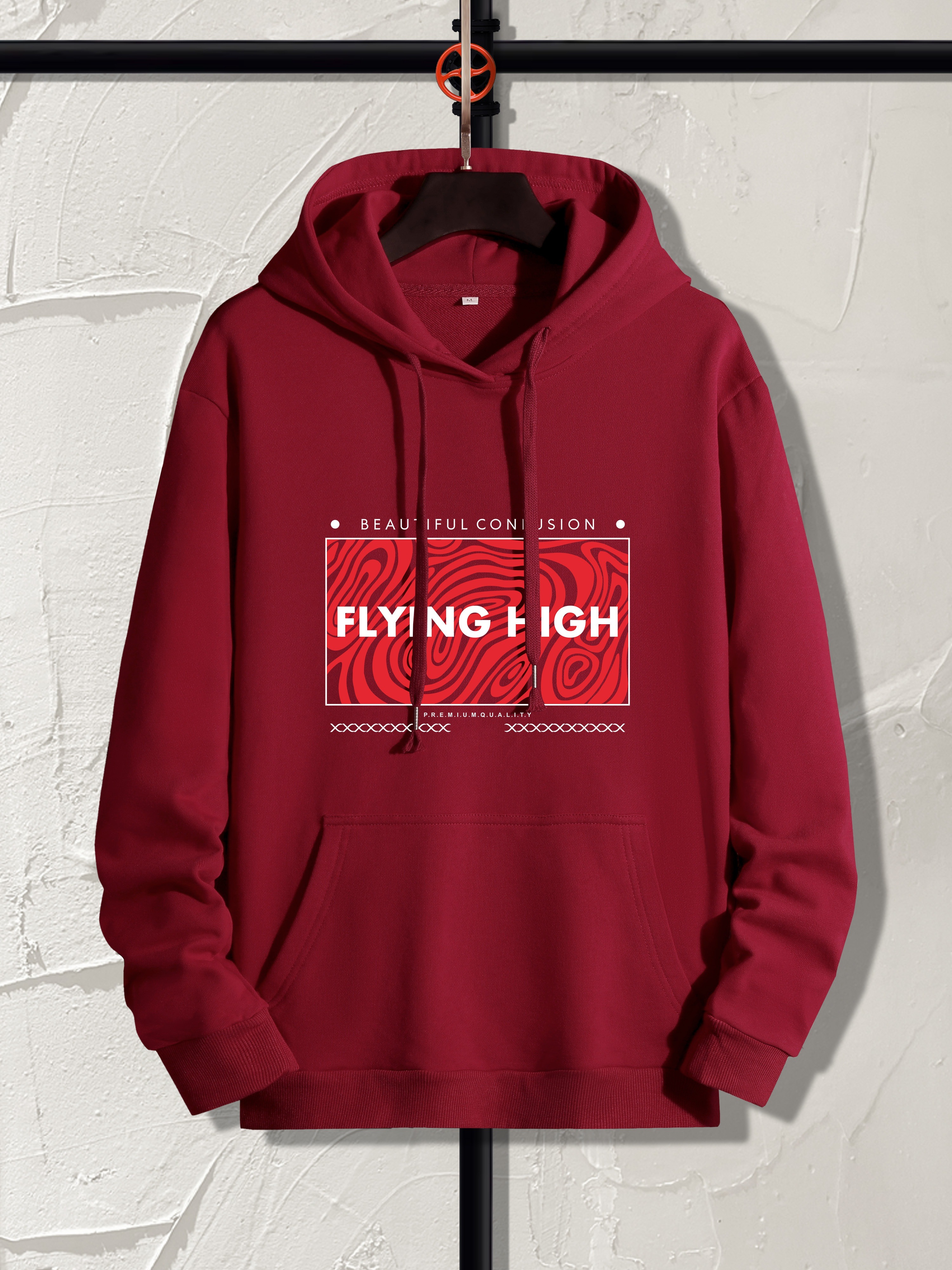 Flying High Pattern Print Hoodie, Cool Hoodies For Men, Men's