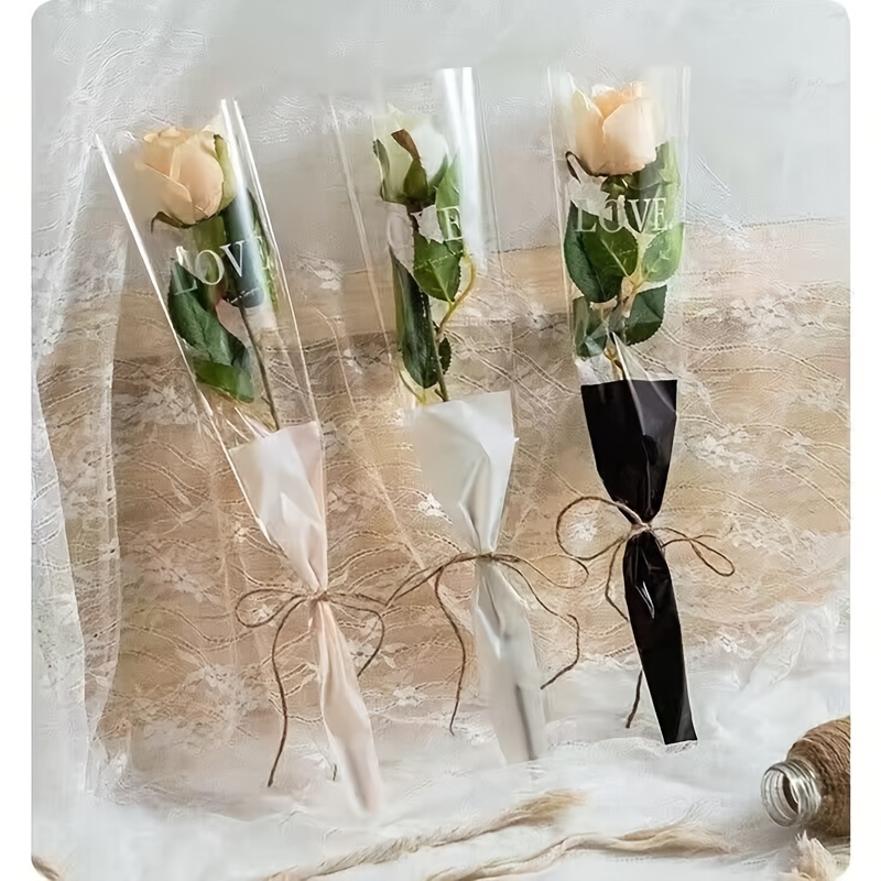 Single Gift Wrap Rose Plastic Package Transparent Flower Bouquet