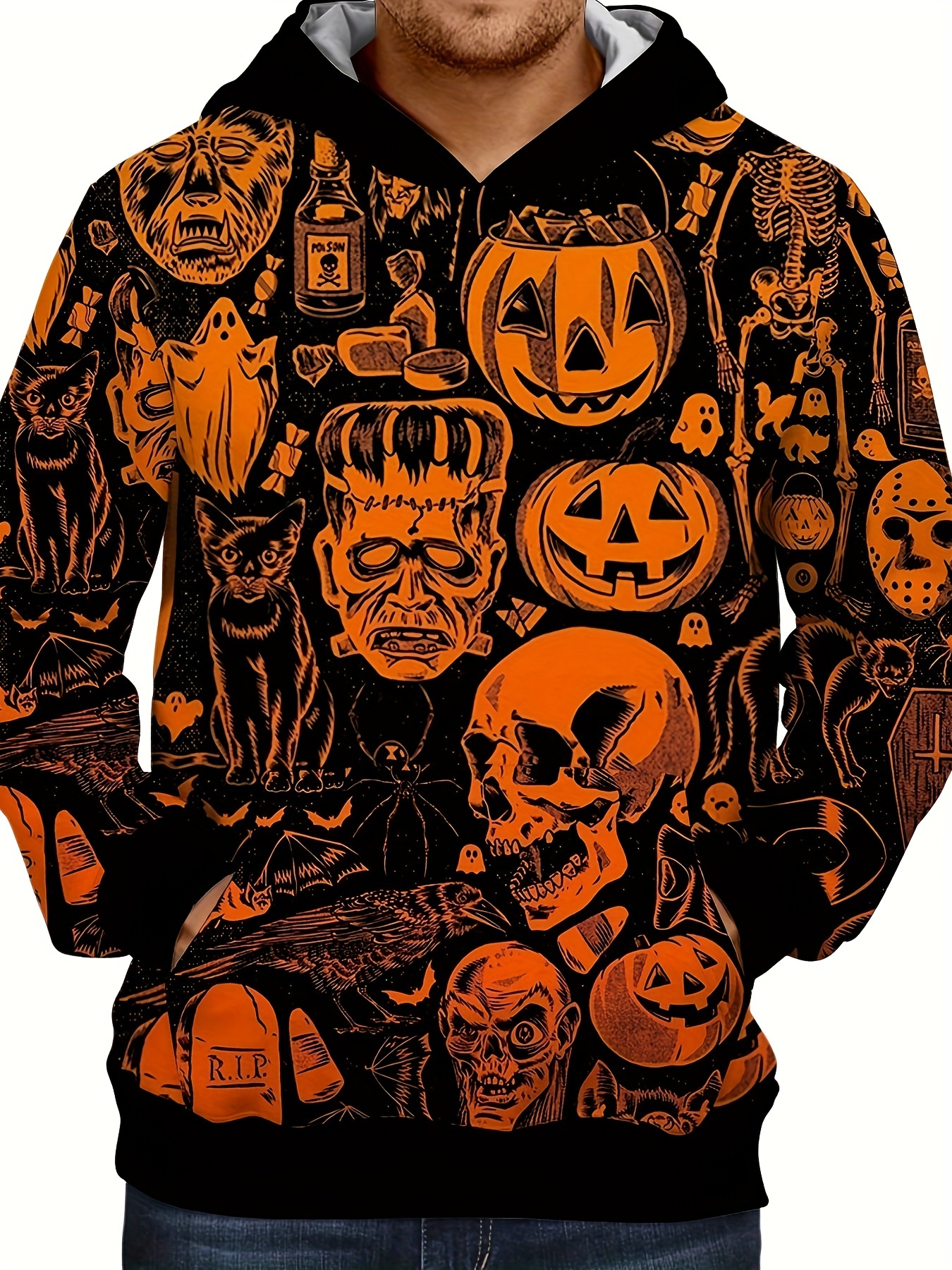 Plus Size Halloween Men's Hoodie 3d Printing Horror Men's Sweater  Comfortable And Warm Autumn And Winter Outdoor Clothing - Temu Australia