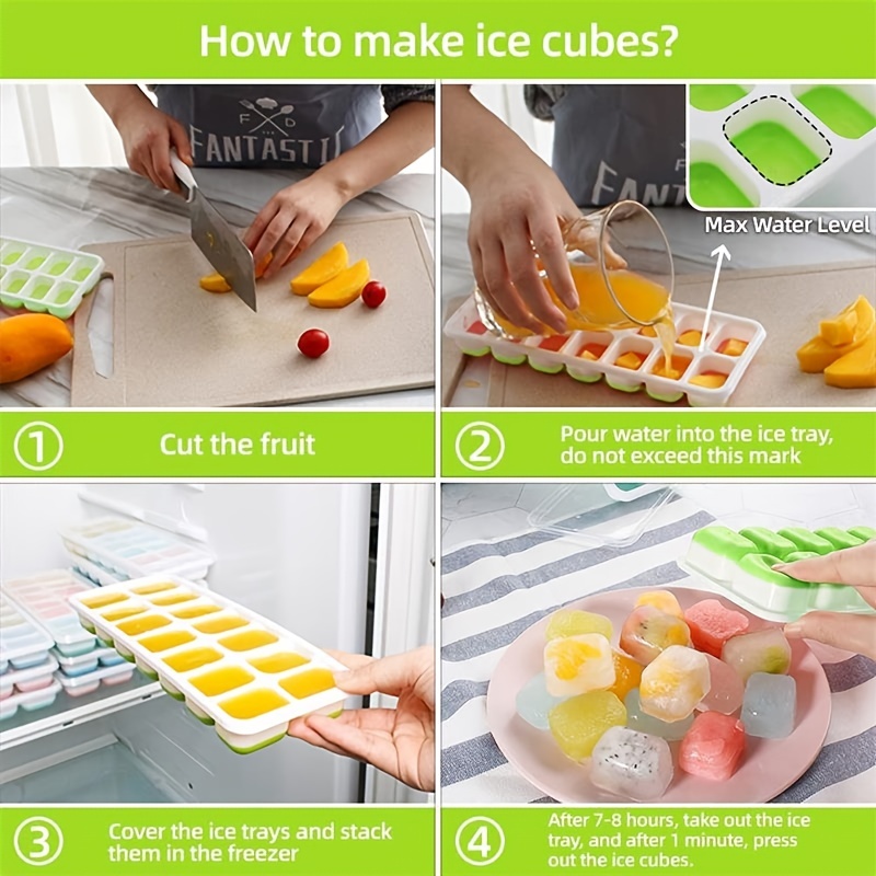 3 Push Out Ice Cube Trays Easy Pop Out Cubes Flexible Silicone