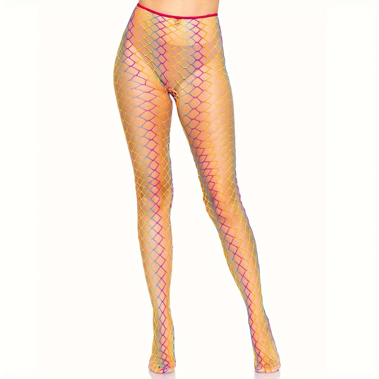 Rainbow Fishnet Tights Hollow High Waist Mesh Pantyhose - Temu