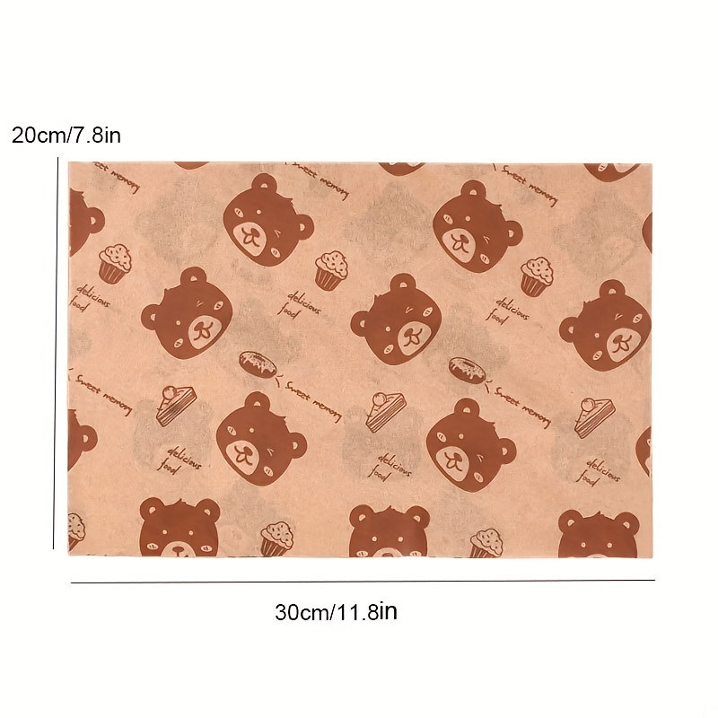 Wax Paper Sheets Grease Proof Sandwich Wrappers Kawaii Bear - Temu