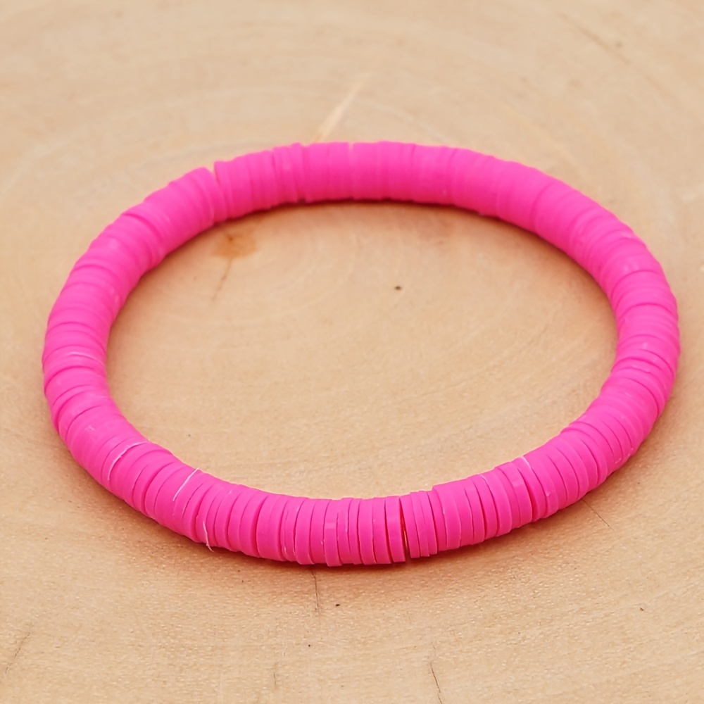 Go2boho Polymer Clay Beaded Bracelets For Women Ladies Pink Heishi