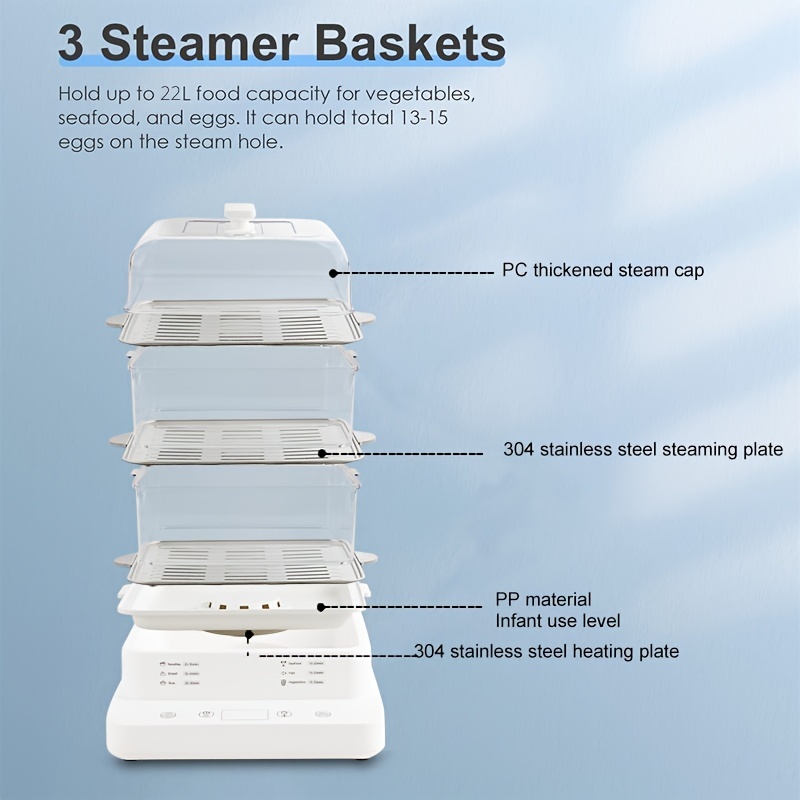 Leen Electric Steamer Multi Functional Three Layer Cooking