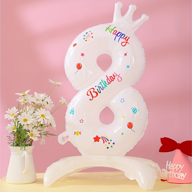 1pc, 32 Pollici Numero Bianco In Piedi Con Corona Palloncino Decorazione  Per Picnic Evento Decorazione Per Festa Di Compleanno Della Prima Scena - Temu  Italy