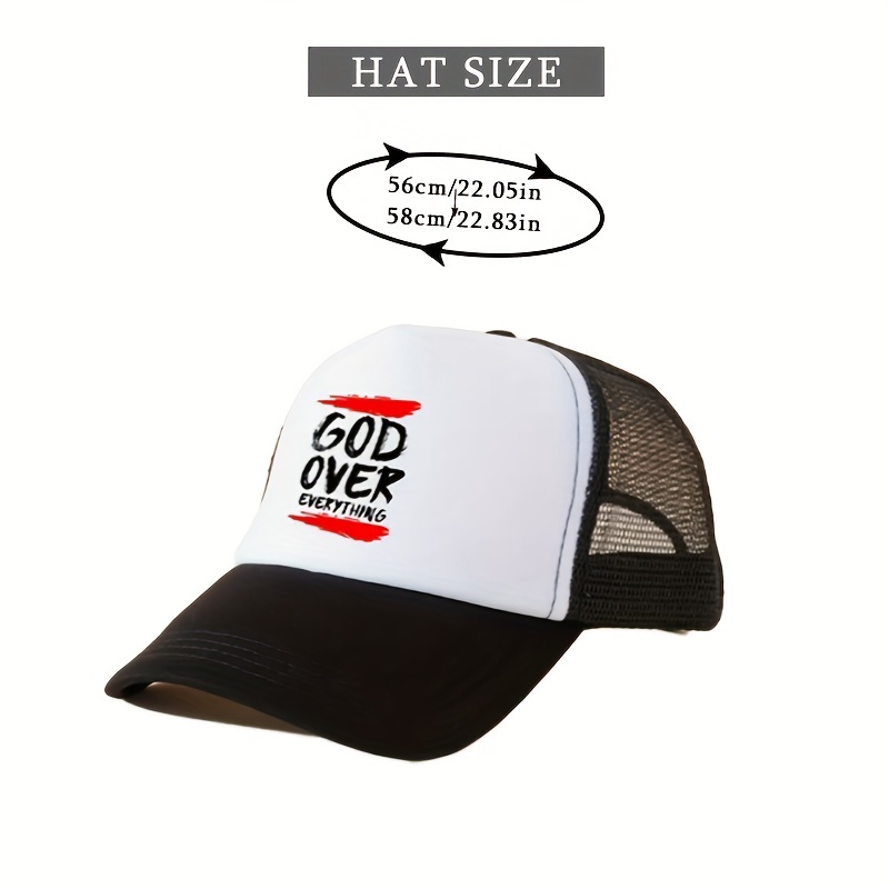 God Got Me Baseball Trendy Printed Solid Color Mesh Trucker Hat Breathable Adjustable Dad Hats for Women & Men,Temu