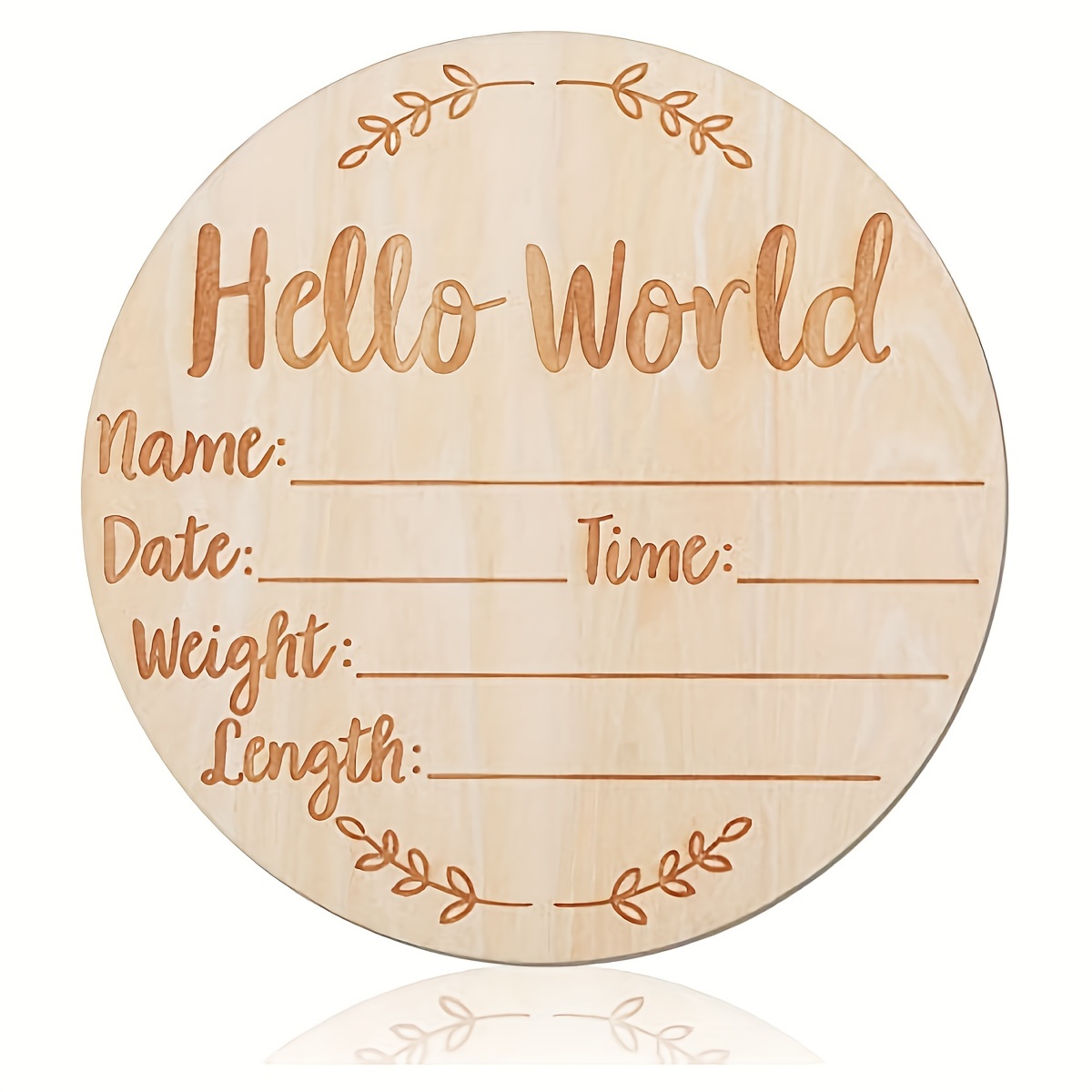 

Wooden Baby Announcement Sign, 5.9 Inch Round Sign, Hello World Newborn Welcome Sign, Photography Prop, Baby Shower Gift