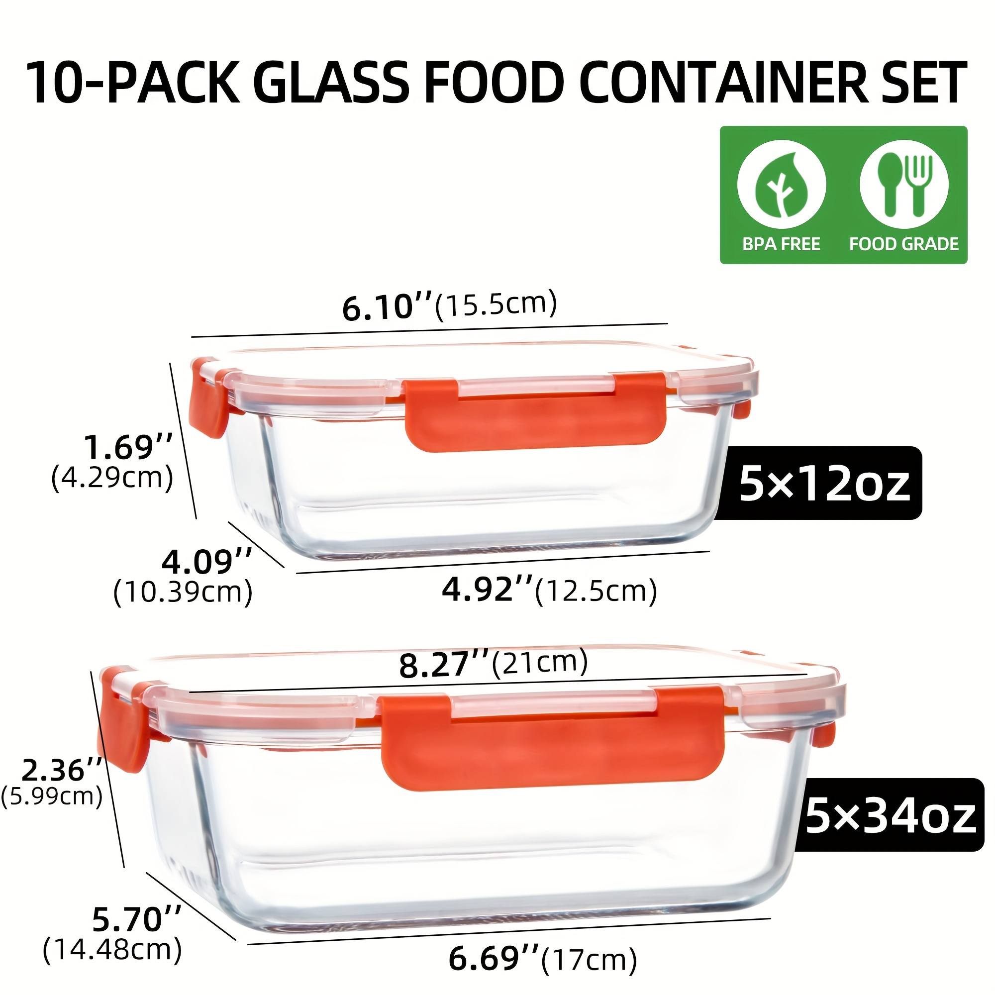 Glass Food Storage Containers Set With Leakproof Airtight Lids, Glass Meal  Prep Containers, Lead-free, Microwave, Oven, Freezer And Dishwasher Safe, Meal  Prep Box, Lunch Box, Kitchen Supplies - Temu
