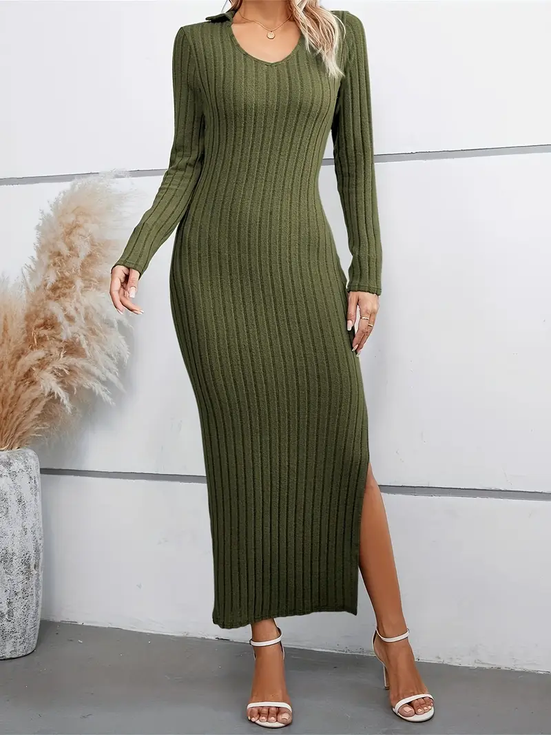 ribbed knit bodycon dress long sleeve Calleigh Long Sleeve Bodycon Sweater Mini Dress Shop American Threads Women's Trendy Online Boutique White / L