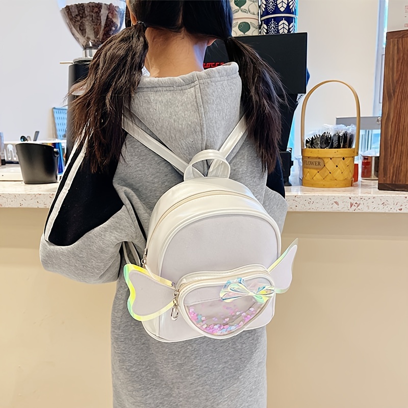 Sequins Love Bow Decor Backpack for Girls