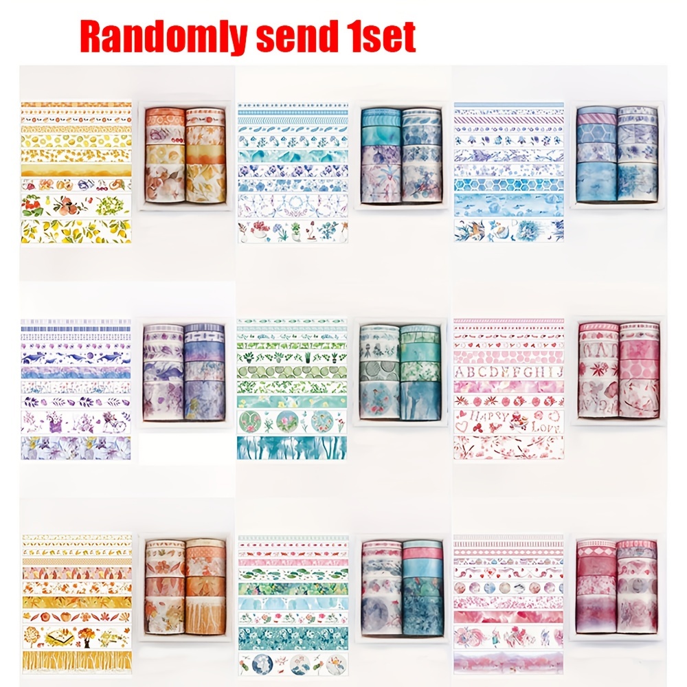 Image of Send 1set 10 Rolls Paper Tape Set Diy Diamond Painting Anti-dirty Tape Self-adhesive Edge Stickers Sea And Forest Embroidery Tool Accessories Art Sketch Masking Tape 8.5*7.5*3.5cm(3.35*2.95*1.38inch)