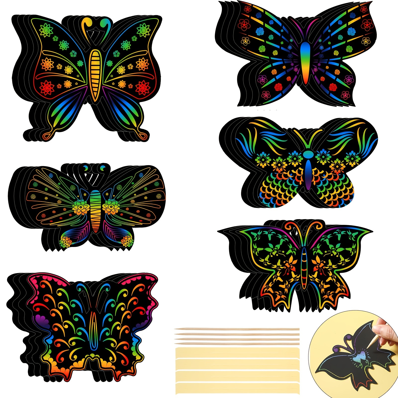 Butterfly Scratch Crafts 12 Styles Scratch Butterfly Party - Temu