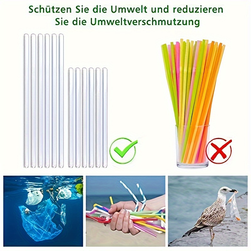 Set of 6 Reusable Glass Straws