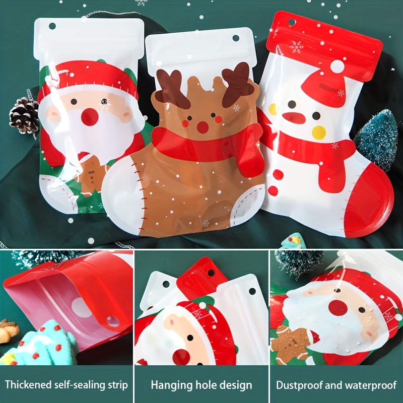 Christmas Stocking Gift Bags, Cute Cartoon Ziplock Bags, Cookie Candy  Creative Gift Bags, Perfect Christmas Party Gift Bags - Temu